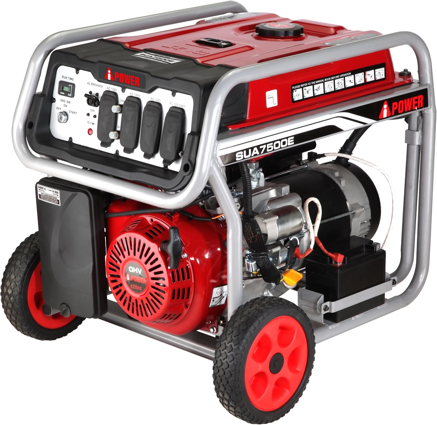 Generador A-ipower SUA7000E Starter Y Manual 120/240V 4 Tiempos