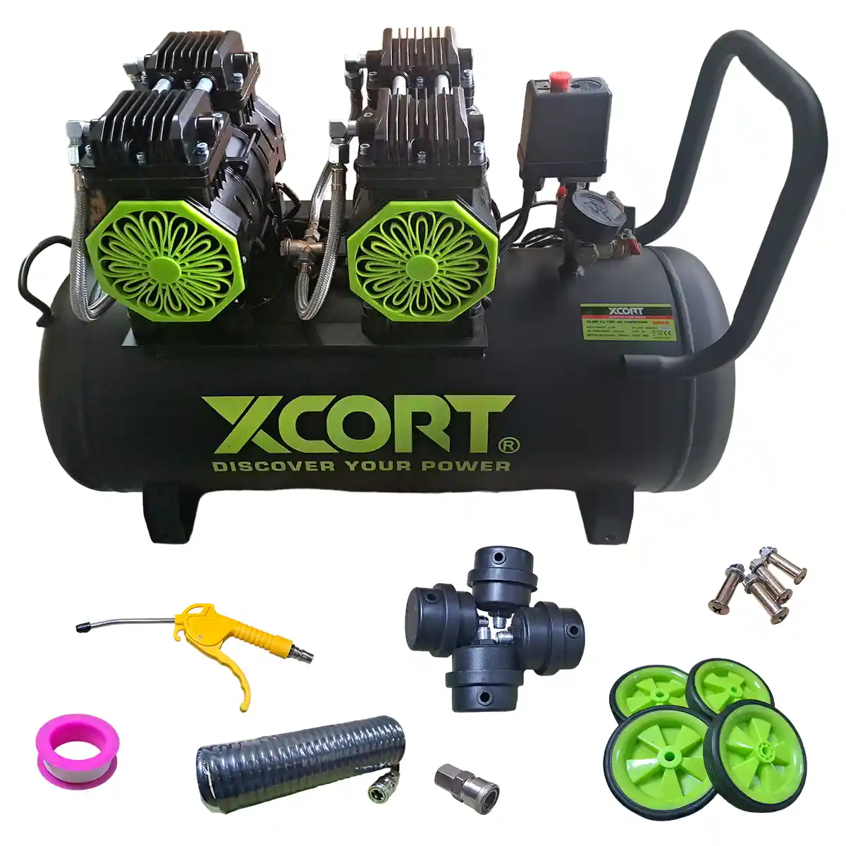 Compresor Xcort 4 HP 60 LTS. S Silencioso 110V S/Aceite XSC03-60L - Imagen 2